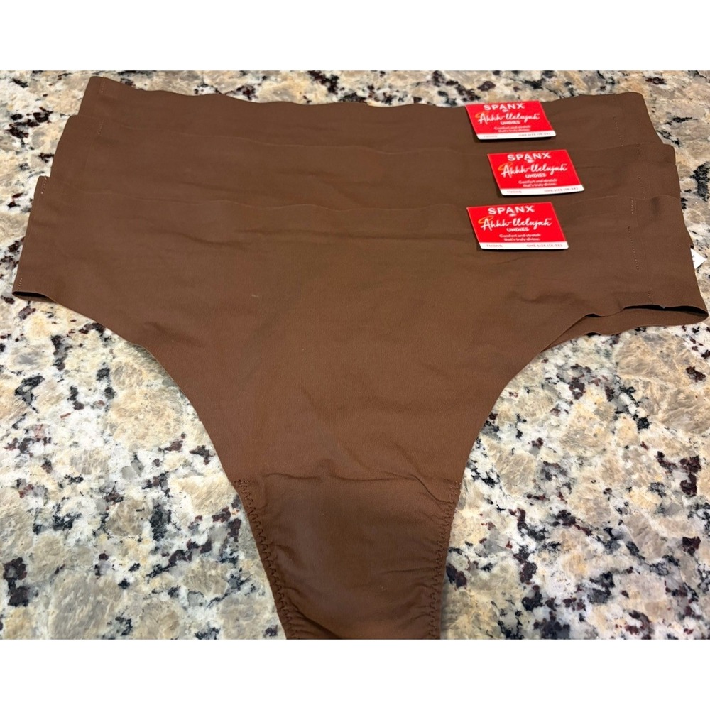 SPANX Ahhh-llelujah Undies Thong Brown One Size 1X-3X new 3 Pack Chestnut Brown